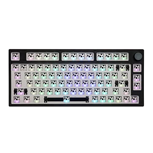 EPOMAKER TH80 Pro 75% 80 Keys Hot Swap Bluetooth 5.0/2.4GHz/Wired Keyboard PCB Mounting Plate Kit with Dampener Foams, South-Facing LEDs, Compatible with 3/5 Pin Switches for Win/Mac PS5 PS4 Xbox - TH80 Pro Black