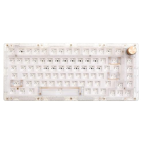 GK GAMAKAY SN75 75% Mechanical Keyboard Kit, VIA Programmable Hot Swap Tri-Mode Bluetooth/Type-C/2.4G RGB Customized Keyboard Kit PCB Mounting Plate EVA Sound Insulation Mat (Sequins Cover) - Sequins Cover