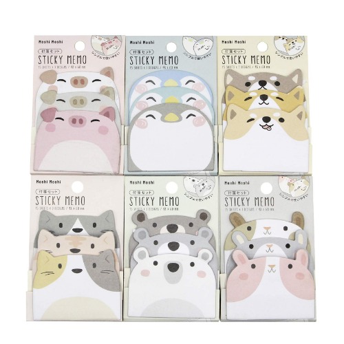 MINGSEECESS 6 Packs Cute Animal Cartoon Sticky Notes Self-Stick Memo Pad Sets for Pet Lovers Women Girls - One Size Colorful