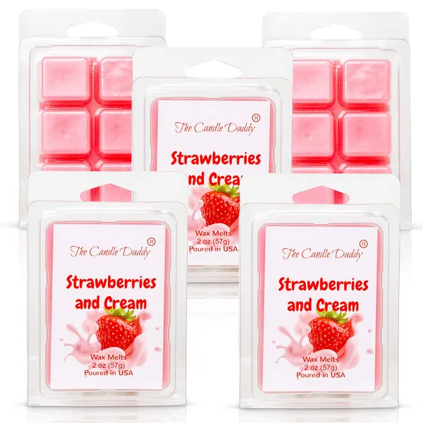 The Candle Daddy Strawberries & Cream - Sweet Strawberry with Cream Scent - Maximum Scented Wax Cubes/Melts- 5 Packs -10 Ounces Total- 30 Cubes - 