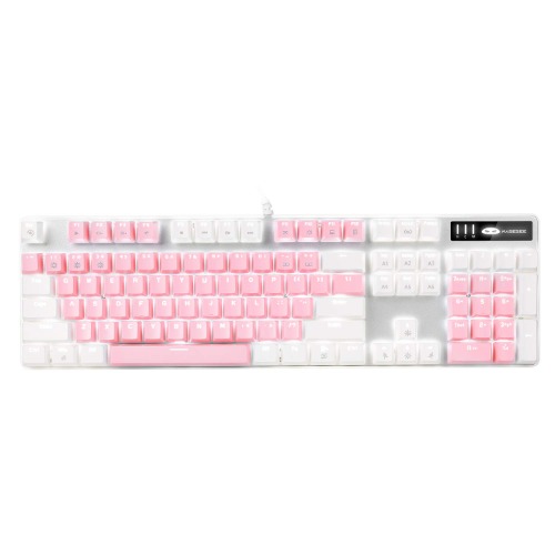 Mechanical Gaming Keyboard, MageGee New Upgraded Blue Switch 104 Keys White Backlit Keyboards, USB Wired Mechanical Computer Keyboard for Laptop, Desktop, PC Gamers(White & Pink) - White & Pink - Blue Switch