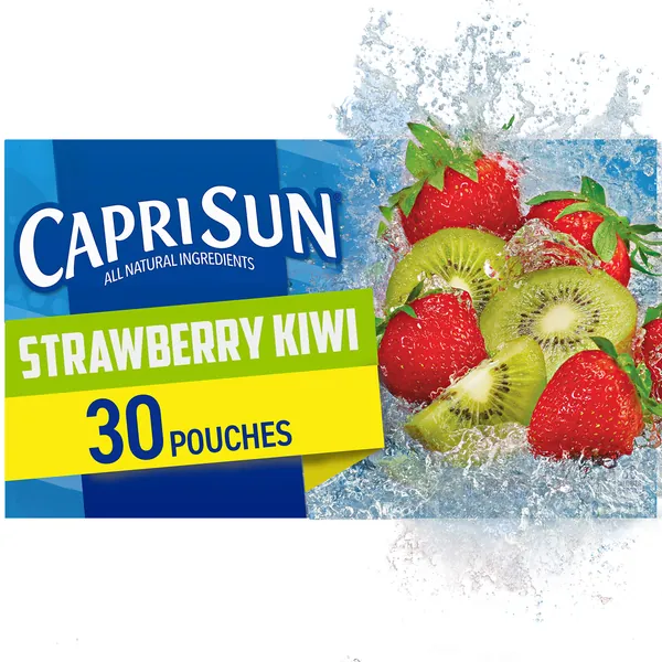 Capri Sun Strawberry Kiwi Ready-to-Drink Juice (30 Pouches, 3 Boxes of 10) - Strawberry Kiwi