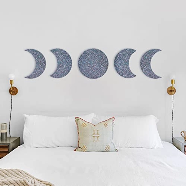 RTMISA Moon Phases Bohemian Décor Witchy Dark Academia Decoration for Wall Room Gothic Scandinavian Natrual Boho Interior Design for Home Living Bed Room Nursery - Colorful Glitter