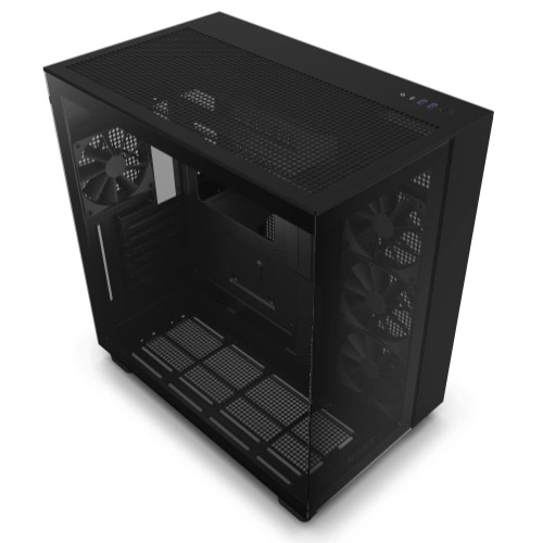 NZXT H9 Flow - CM-H91FB-01 - ATX Tower PC Gaming Case - Tien ventilatorcapaciteit - Ondersteunt drie 360 mm radiatoren - Zijpaneel van gehard glas - Zwart
