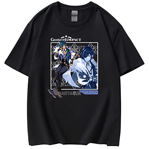 Aoligeinb Genshin Impact Kaeya T-Shirt Game Kaeya Cosplay Costume Printed Round Neck Short Sleeve T-Shirts Pullover Tops for Unisex - # 6 - L