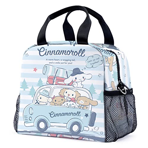 Insulated Lunch Bag Reusable Tote Bag for Men Women Office Camping Picnic Beach - Cartoon Blue