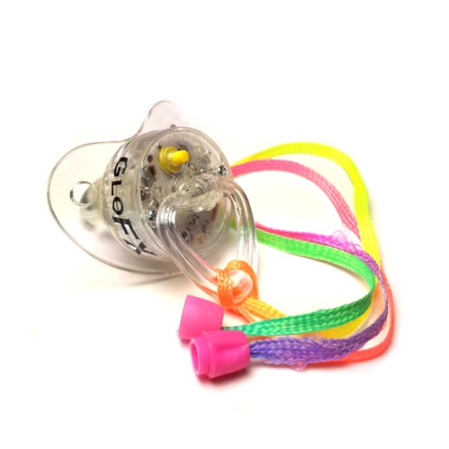 GloFX LED Pacifier Rave Binkie Soft Light Up Toy Necklace Glowing Flashing RGB Style 4 Colors Blinky - 