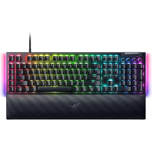 Razer BlackWidow V4 Mechanical Gaming Keyboard: Yellow Switches Linear & Silent - Chroma RGB - 6 Macro Keys - Magnetic Wrist Rest - Doubleshot ABS Keycaps - Roller & Media Keys - Snap Tap - BlackWidow V4 - Yellow Switches - Linear & Silent - Black