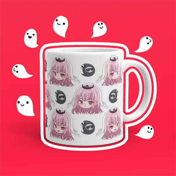 Kawaii Mori Calliope Mug, Cute HoloMyth Waifu Gift, Chibi Hololive Virtual Youtuber,  Death Reaper Mug