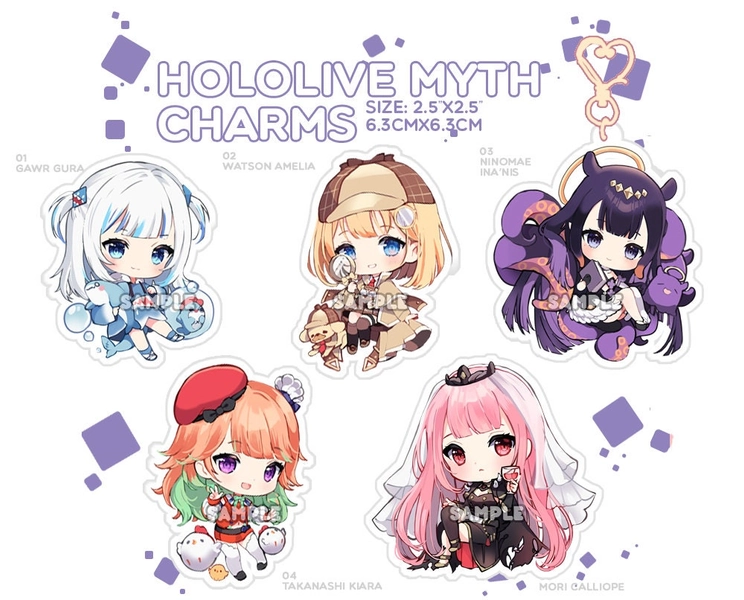 Holo EN - Hololive Myth - acrylic keyholder charms