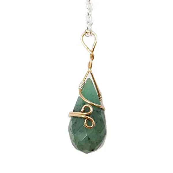 Designs by Nature Gems Handmade Women’s Emerald Charm Necklace Gold Filled 18 inch Chain Sterling Silver, May Birthstone