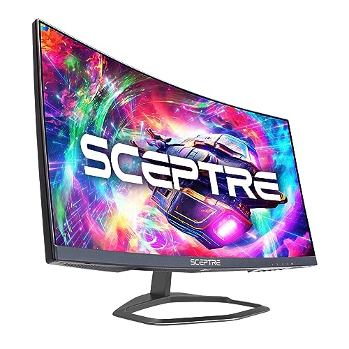 Sceptre Curved 24.5-inch Gaming Monitor up to 240Hz 1080p R1500 1ms DisplayPort x2 HDMI x2 Blue Light Shift Build-in Speakers, Machine Black 2023 (C255B-FWT240) - 24.5" Curved 240Hz