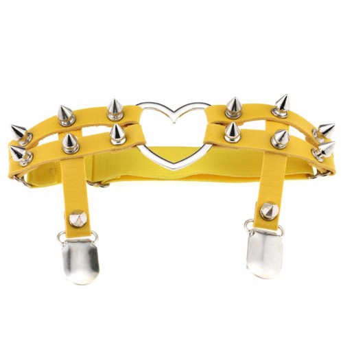 Spiked Heart Garter Belt - Yellow