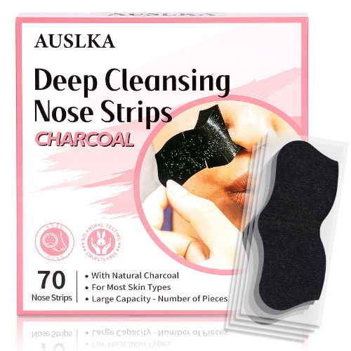 AUSLKA Blackhead Pore Strips,(70 Counts) Blackhead Remover-Deep Cleansing Charcoal Strips - Black Head Nose Strips -Black Head Remover - 1 Count (Pack of 70)