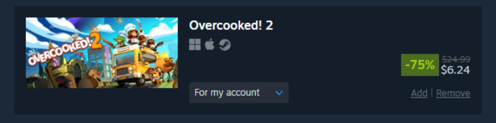 [75% OFF] Overcooked 2