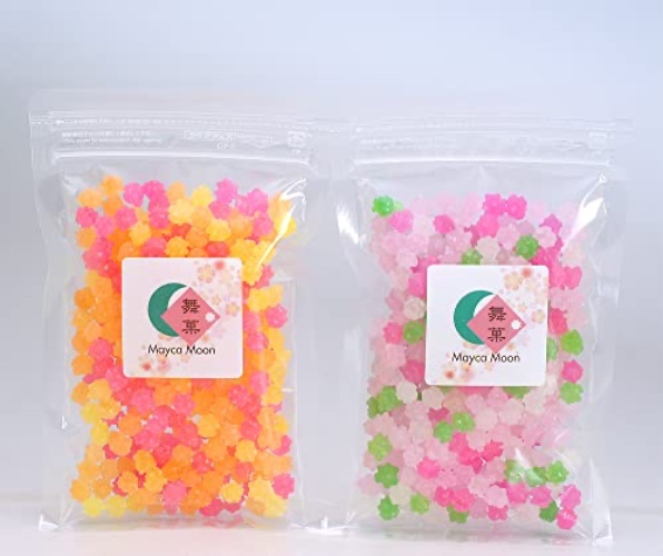 Mayca Moon Assorted Konpeito Japanese Tiny Sugar Candy Crystal type (Sakura & Cosmos) Total 200g - Sakura & Cosmos