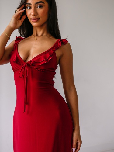 Penn Midi Dress | M / Wine Red