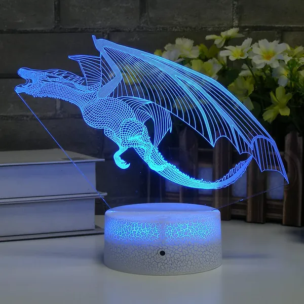 HYODREAM Dragon Lamp Dragon Night Light Kids Night Light,16 Colors with Remote 3D Optical Illusion Kids Lamp as a Pefect Gifts for Boys and Girls GOT on Birthday or Holiday (Drogon)