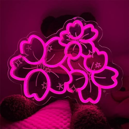 MewNeon Flower Sakura Neon Sign for Wall Décor-Cherry Blossom Decor Flower Sign-Japanese Neon Sign-Teen Girl Gifts Room Dorm Pink Decor-15 * 11.8inches(38 * 30cm) - Sakura Flower