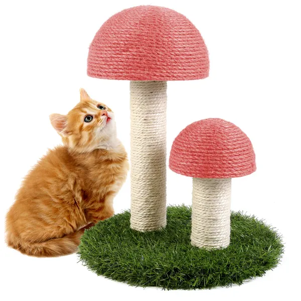 Odoland Cat Scratching Post Mushroom Natural Durable Sisal Board Scratcher for Kitty’s Health and Good Behavior, Furniture Scratch Deterrent Accessories for Cats