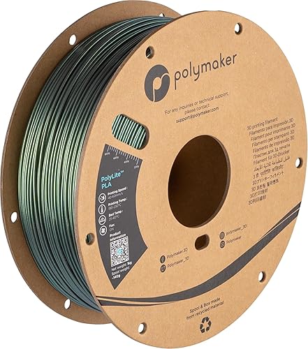 Polymaker Color Changeable Starlight Dark Green PLA 3D Printer Filament 1.75mm, Different Color by Light, Barely Visible Layer Lines - Starlight Aurora 1.75 PLA Metallic 1kg - 000 - Starlight Aurora (Hex Code: #Bcd5b2, #516468)