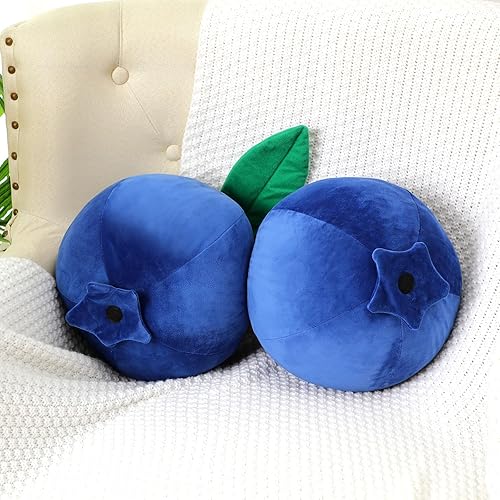 Beeveer Decorative Cute Blueberry Plush Pillow Kawaii Fruit Stuff Hugging Plushies Gift Soft Novelty Pillow Cushion Seat Decor for Kids Girl Home
