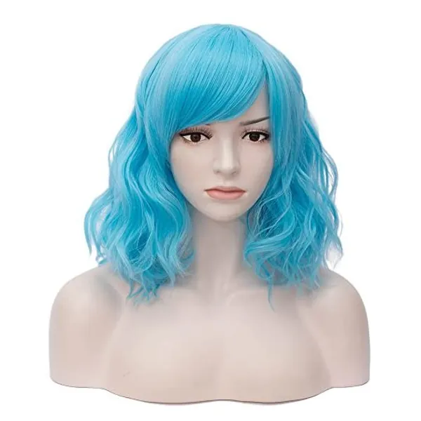 
                            Netgo Wigs for Women, Natural Looking Heat Resistant Short Curly Wig for Girls Ladies Cosplay Party Daily Wear Premium Durable (Pale Blue)
                        