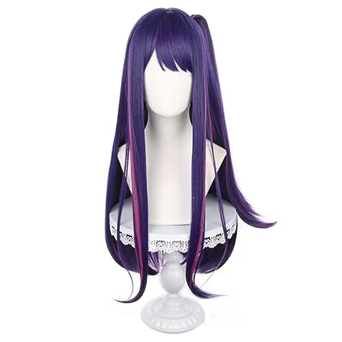 Tongtta Long Straight Purple Cosplay Hoshino Ai Wig with Pigtail Halloween Costume Women Wig for Party - Hoshino Ai