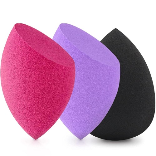 Makeup Sponges, Foonbe Foundation Blending Beauty Sponge, Dry & Wet Use for Powder Cream or Liquid Application (3 Pcs, Multi-colored ) - A-3pcs black red purple