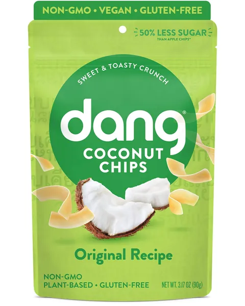Dang Toasted Coconut Chips | Original | 1 Pack | Vegan, Gluten Free, Non GMO, Healthy Snacks Made with Whole Foods | 3.17 Oz Resealable Bag - Original 3.17 Ounce (Pack of 1)