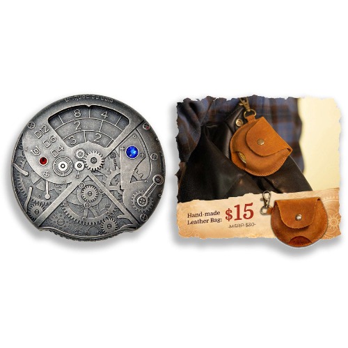 Roulette Dice | Antique silver+Handmade Leather Bag