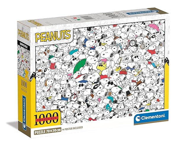 Clementoni - 39804 - Impossible Puzzle Peanuts - Jigsaw Puzzle 1000 Pieces, Jigsaw Puzzle for Adults, Comic Puzzle, Difficult - Made in Italy