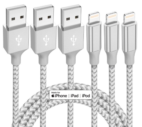 iPhone Charger 3 Pack 10 ft Apple MFi Certified Lightning Cable Nylon Braided Cable iPhone Charger Fast Charging Cord Compatible with iPhone 13 12 11 Pro Max XR XS X 8 7 6 Plus SE iPad and More - 