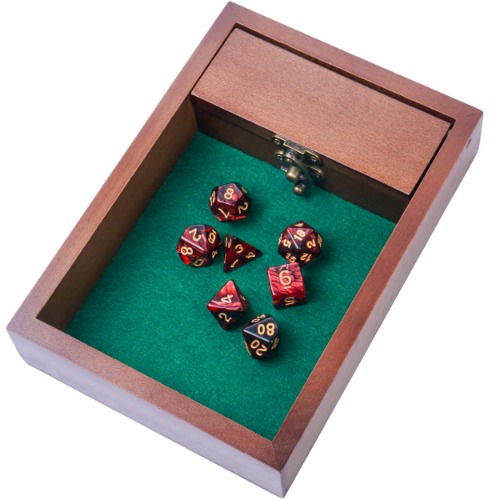 Wooden D&D Dice Rolling Tray with Dice Storage Vault | Metal Latch Secures Lid for Travel | Perfect DND Gift for DM | Great for Tabletop Games Like Dungeons and Dragons 5e, Pathfinder - 