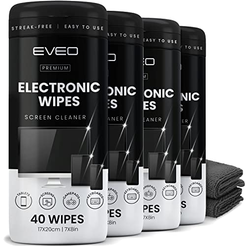 Electronic Wipes Streak-Free Screen Cleaner, TV Screen Cleaner for Smart TV, Screen Wipes Computer Cleaner, TV Cleaner for Electronics: Laptop, Car Phone, iPad | Microfiber Cloth Included [160 Wipes] - 160 Count