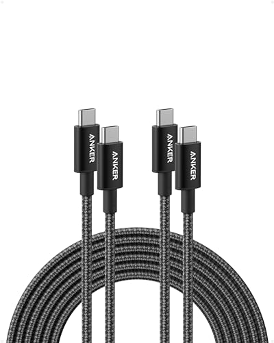 Anker USB C Cable 100W (10ft, 2pack), New Nylon USB C to USB C Cable 2.0, Fast Charge for iPhone 15, MacBook Pro 2020, iPad Pro 2020, iPad Air 4, Galaxy S20 Plus S9, Pixel, Switch, and More - 10ft - Black - 2