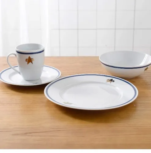 Star Trek The Next Generation Porcelain 16 Piece Dinner Set Includes Plates, Bowls, and Cups