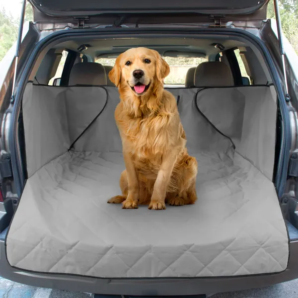 FrontPet Quilted Dog Cargo Cover with Sides for SUV, Universal Fit for Any Pet Animal, Durable Liner Covers and Protects Your Vehicle, Large, XL and XXL (Tan, Black and Grey) - XL Grey