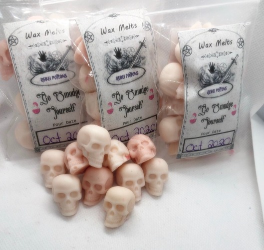Go Smudge Yourself mini skull wax melts wicca pagan witchcraft horror cleansing tarts - 12 Skull Package