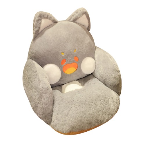 DITUCU Chair Cushion Comfy Kawaii Lazy Sofa Floor Seat Pads Cushion with Fixing Ties Non Slip Cute Cat Shape Pillow for Gaming Chairs for Home Kitchen Office Dining Decor Grey 24 x 20 inch
