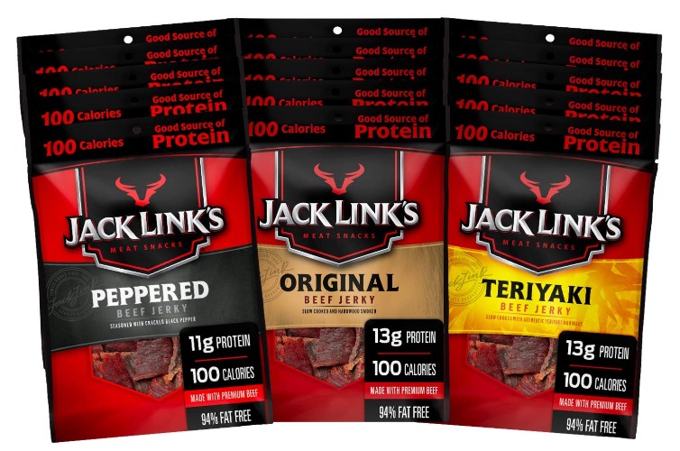 Jack Link's Beef Jerky Variety Pack - Includes Original, Teriyaki, and Peppered Beef Jerky, Great for Lunch Boxes, Good Source of Protein - 96% Fat Free, No Added MSG** - 1.25 oz (Pack of 15) - Original, Peppered, Teriyaki
