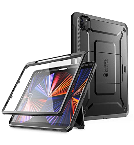 SUPCASE Unicorn Beetle Pro Series Case for iPad Pro 12.9 Inch (2022/2021/2020), Support Apple Pencil Charging with Built-in Screen Protector Full-Body Rugged Kickstand Protective Case (Black) - Black