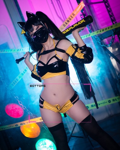Danger Cyber Cat Outfit - Yellow & Black / Bottom / S/M