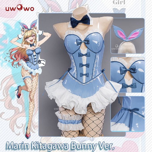 【In Stock】Uwowo Anime/Manga My Dress-Up Darling Marin Kitagawa Blue Bunny Girl Cosplay Costumes - 【In Stock】M
