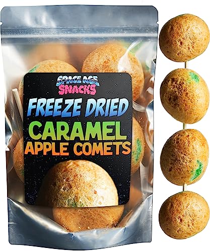 Premium Freeze Dried Candy - Caramel Apple Comets Shipped in Box for Extra Protection - Freeze Dry Candy Green Apple Caramel Apple Suckers Dry Freeze Candy for All Ages (3.5 Ounce)