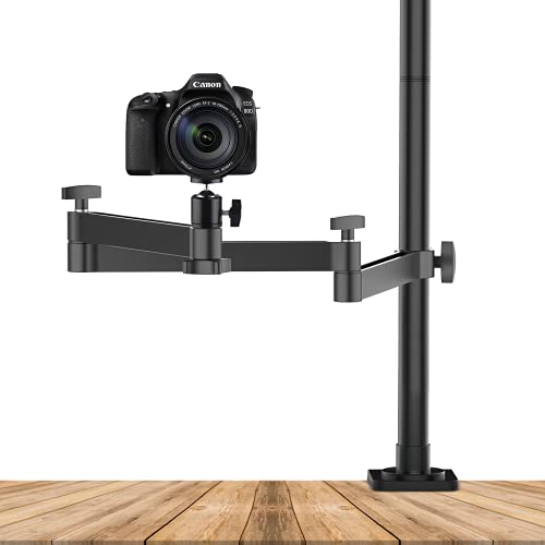 ULANZI Camera Desk Mount Stand with Flexible Arm, Overhead Mount, Articulated Arm with 360° Rotatable Ball Head, Aluminum Desk Mounting Stand for Ring Light/DSLR Camera/Webcam/Panel Light - ULS01