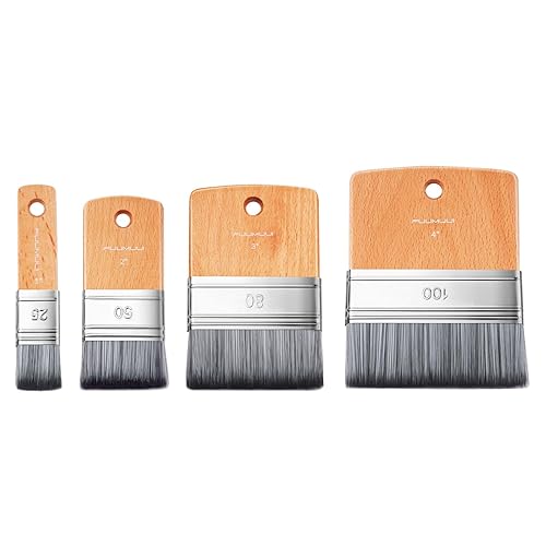 4pcs Flat Paddle Paint Brush Set, Fuumuui Scale Brushes, Large Paint Brush, Wide Flat Paint Brushes with Short Handle for Oil and Acrylic Paints(1'', 2'', 3'', 4'') - 1''&2''&3''&4''