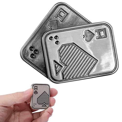 Fidget Slider, Metal Poker Push Card with Silver A Fidget Clicker Funny Magnetic Stress Release Toy Fidget Toys for Adults Teens