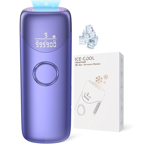 Laser Hair Removal with 5℃ Ice Cooling, Painless IPL Laser Hair Removal Device 3 In 1 Ubroo At Home Hair Remover Machine for Women Men Electrolysis Permanent Epilator on Face Body Depilation (Purple) - Purple