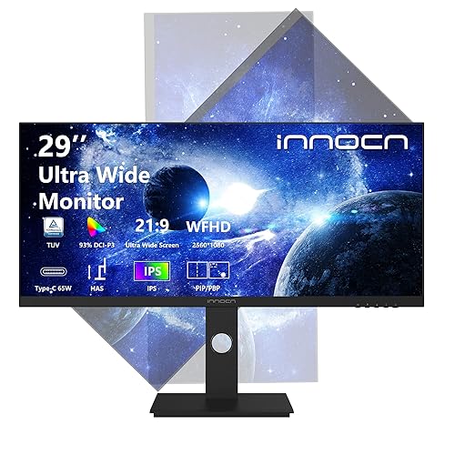 INNOCN 29C1F-D 29" Ultrawide Monitor USB Type C 21:9 IPS Display WFHD 2560 x 1080P 350Nits 99% sRGB DP HDMI Computer Monitor, 75Hz, Split Screen, Height/Pivot Adjustable, Wall Mountable - 29 Inch - 1080p 75hz